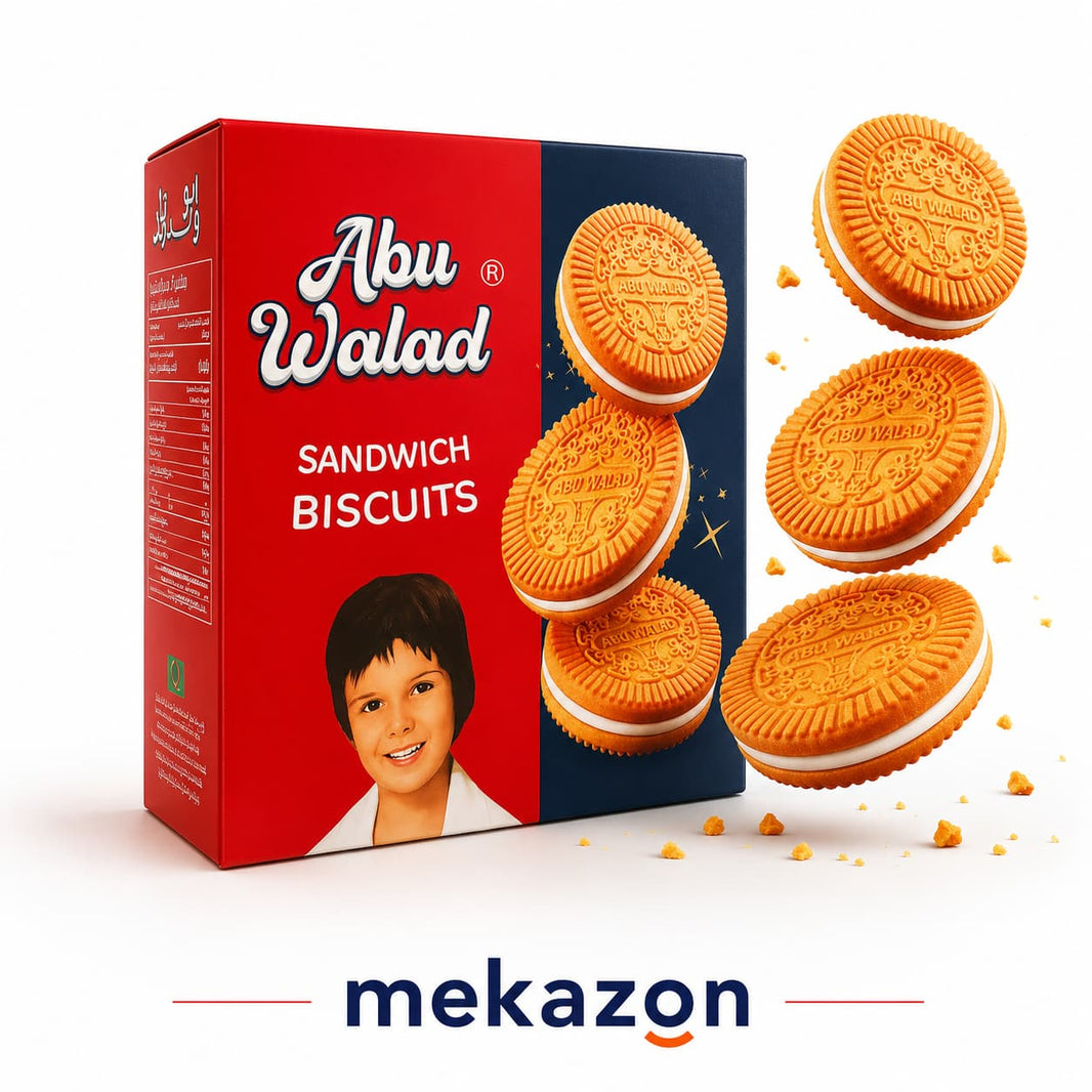 Abu Walad Sandwich Biscuits – Nostalgic Vanilla Cream Biscuits | Mekazon UAE