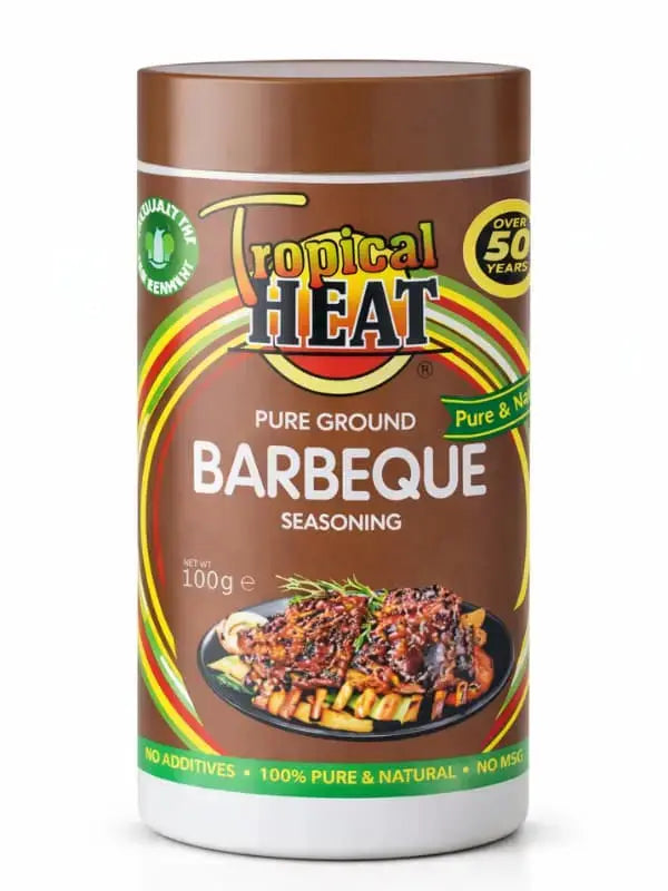 Tropical Heat Barbeque seasoning container on a white background |Mekazon