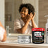 Ugandan hair and skin care in Dubai: Movit Styling Hair Gel, Ntale Skin Care Jelly and Movit Body Milk on a bathroom counter