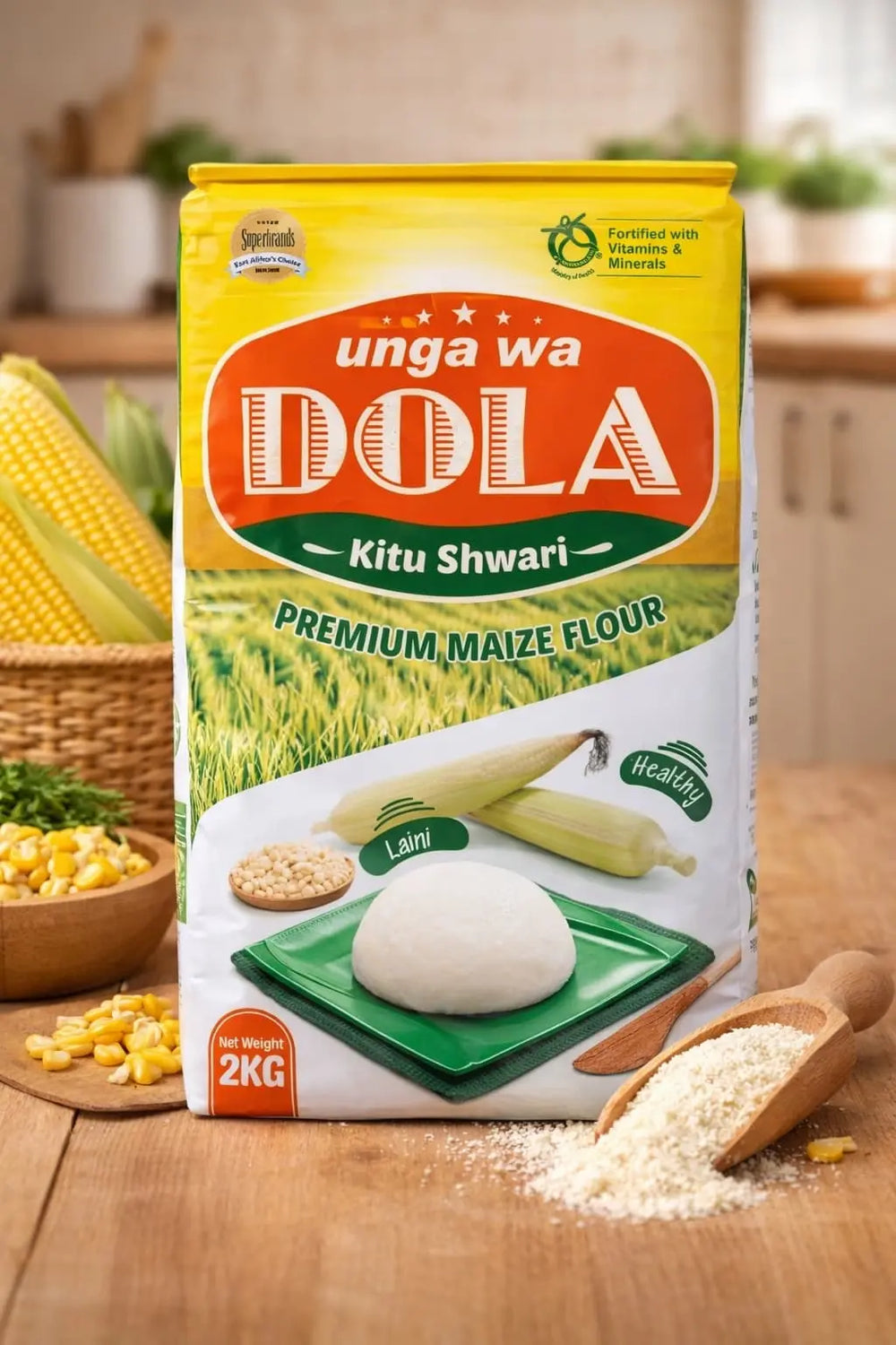 Buy Dola Kitu Shwari Premium Fortified Maize Flour from Kenya 2kg Ugali Flour | Mekazon