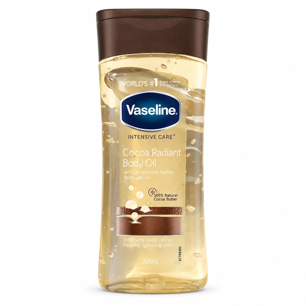 Vaseline Intensive Care Cocoa Radiant Body Oil 200ml – 100% Pure Cocoa Butter Gel Oil