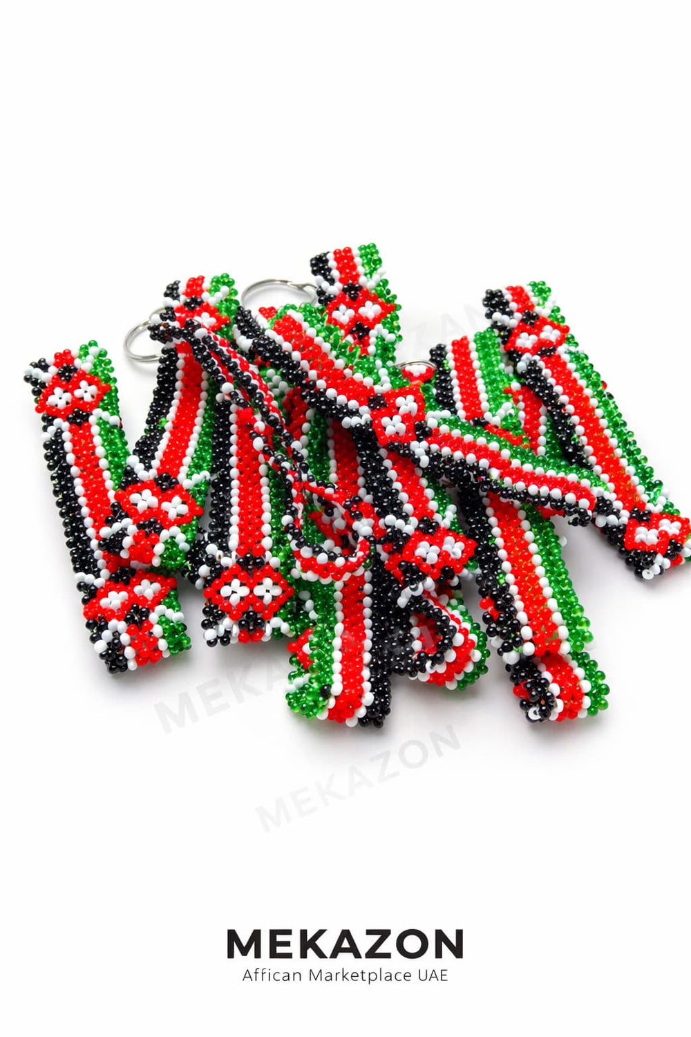 Kenyan Beaded Keychain – Handmade African Craft UAE MEKAZON MEKAZON