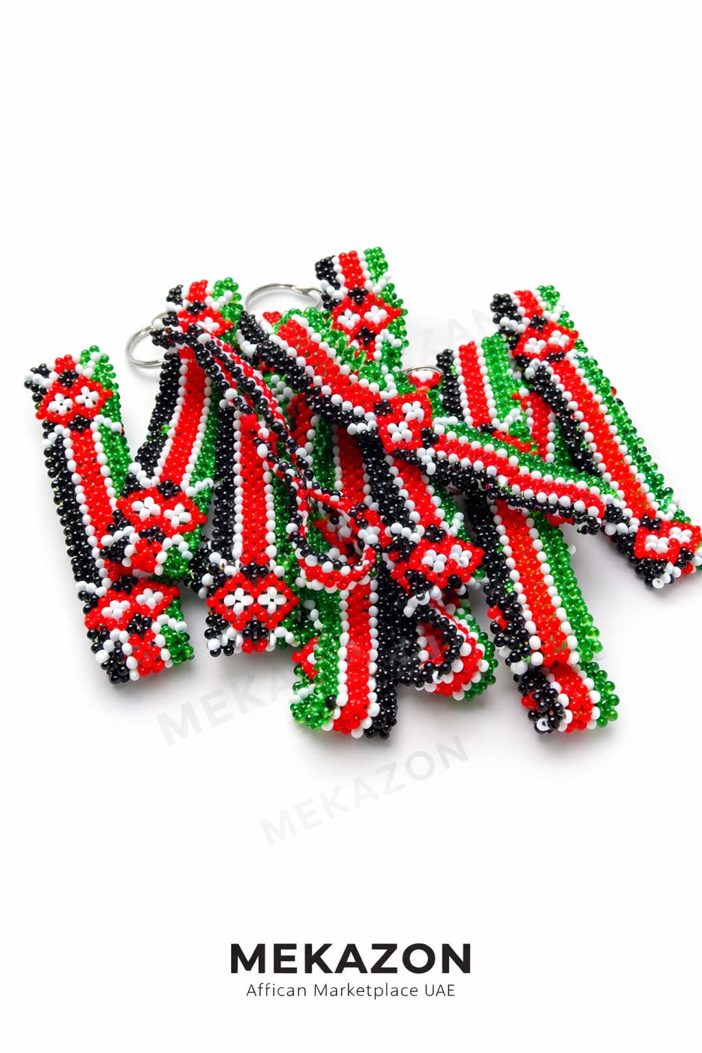 Kenyan Beaded Keychain – Handmade African Craft UAE MEKAZON MEKAZON