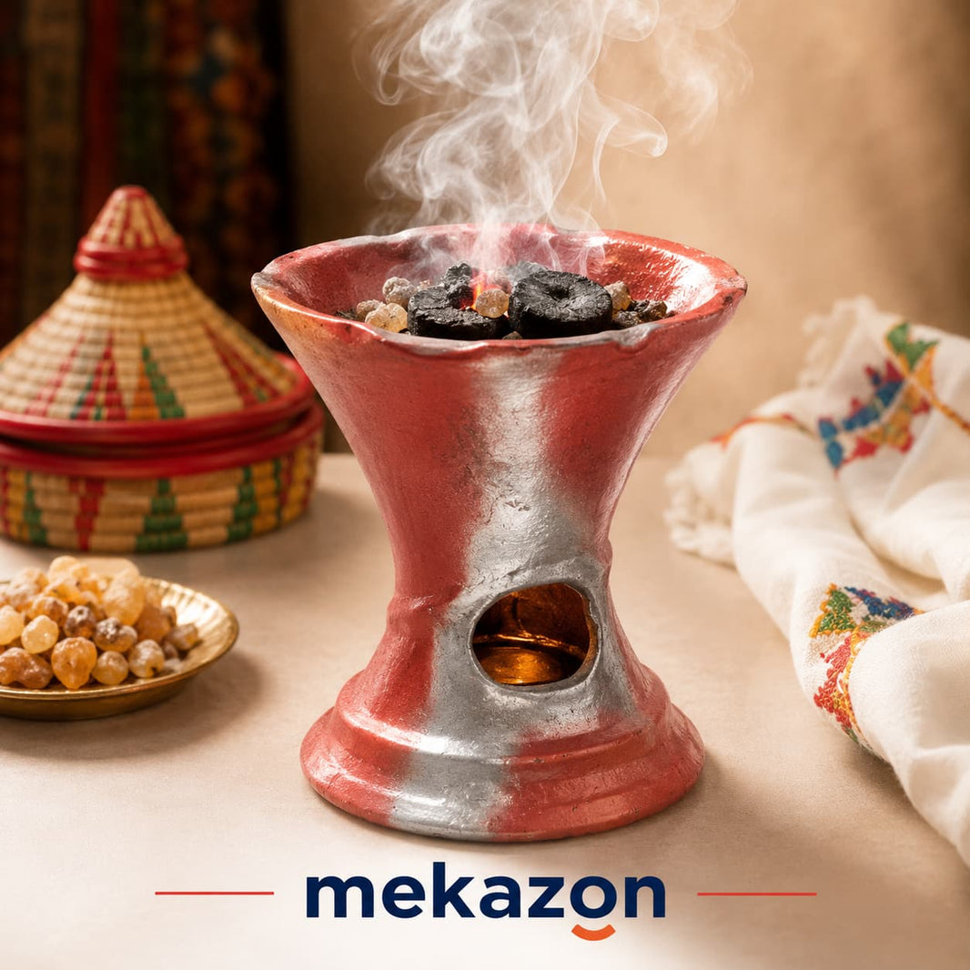 Large Etan Machesha (≈20cm) – Traditional Ethiopian Clay Frankincense Burner | Mekazon UAE