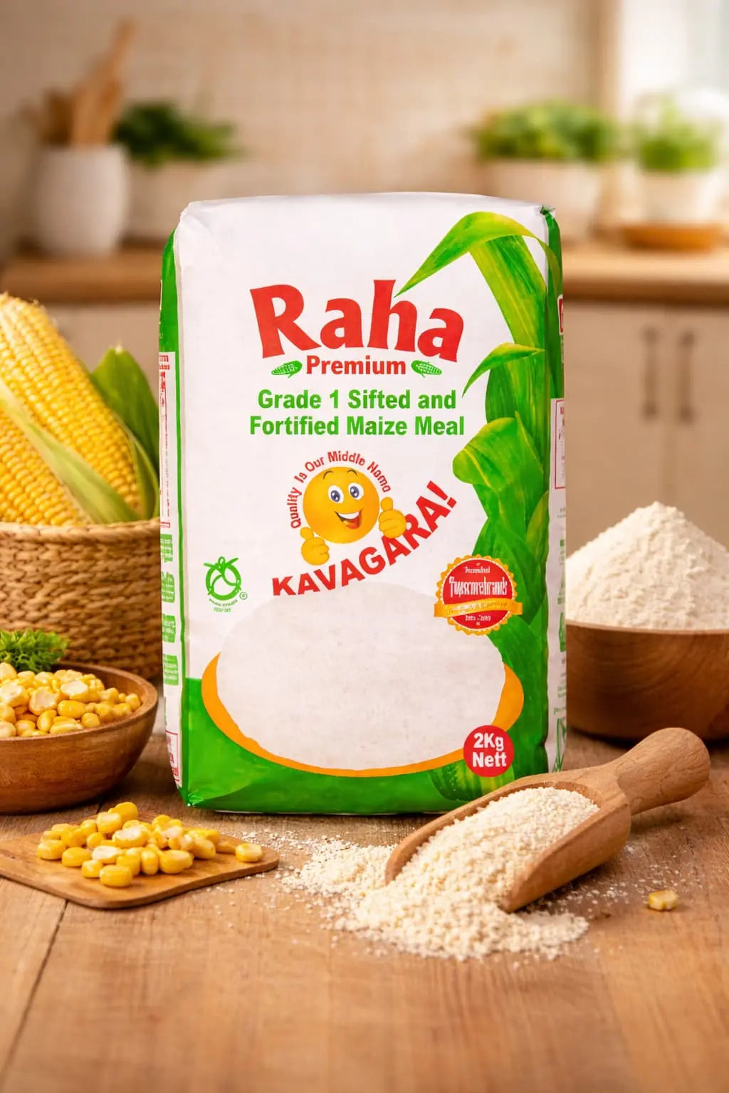 Raha Premium Maize Meal Grade 1 Fortified White Corn Flour from Kenya 2kg