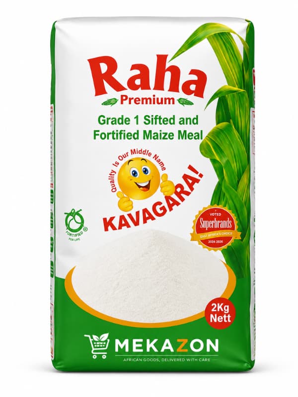Raha Premium Maize Meal (Kawagarai) – Grade 1 Fortified White Corn Flour from Kenya (2kg)
