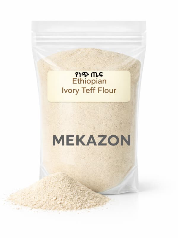 Nech Teff Duket የነጭ ጤፍ ዱቄት – Ethiopian Ivory (White) Teff Flour MEKAZON MEKAZON